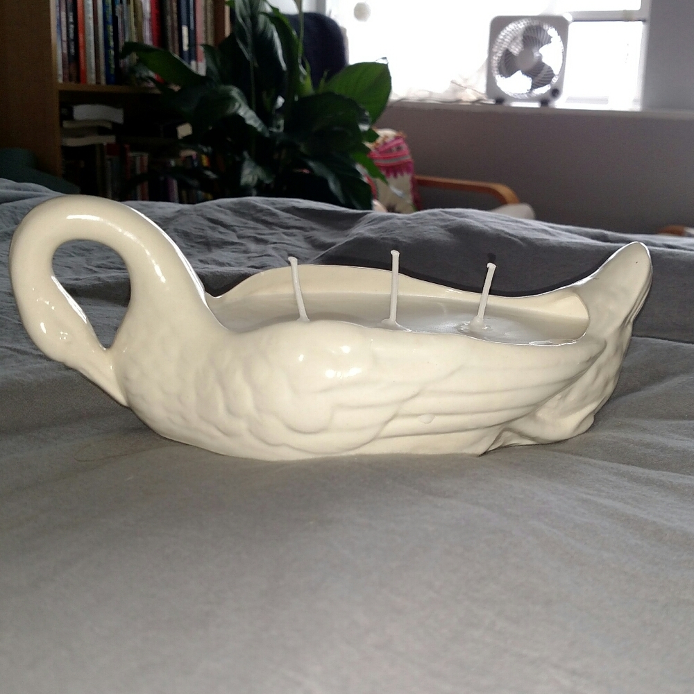 Homemade Candle in Ceramic Swan